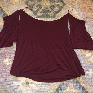 Off the shoulder baby doll smocked top
